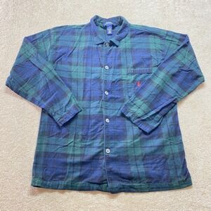 Polo Ralph Lauren Men's Dress Shirt Large Blue Green Cotton Plaid